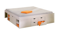 Lit multi-rangements 140x190 blanc TIEGO