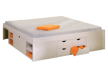 Lit multi-rangements 140x190 blanc TIEGO
