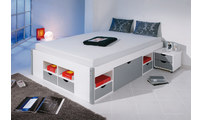 Lit multi-rangements 140x200 blanc gris VIGGO