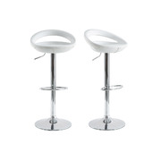 Lot 2 de tabourets de bar / cuisine COMET revetement pvc blanc image pub1