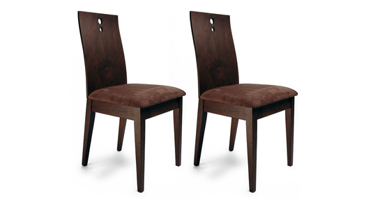 Lot de 2 chaises cuisine / salle &agrave; manger BELLA coloris ch&ecirc;ne moyen  - assise brun fonc&eacute; image 1