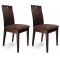 Lot de 2 chaises cuisine / salle &agrave; manger BELLA coloris ch&ecirc;ne moyen  - assise brun fonc&eacute;