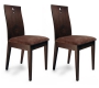 Lot de 2 chaises cuisine / salle &agrave; manger BELLA coloris ch&ecirc;ne moyen  - assise brun fonc&eacute; image 1