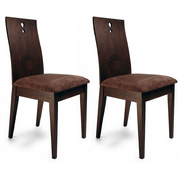 Lot de 2 chaises cuisine / salle &agrave; manger BELLA coloris ch&ecirc;ne moyen  - assise brun fonc&eacute; image pub1