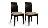 Lot de 2 chaises cuisine / salle &agrave; manger EVA ch&ecirc;ne malaisien  - coloris wenge