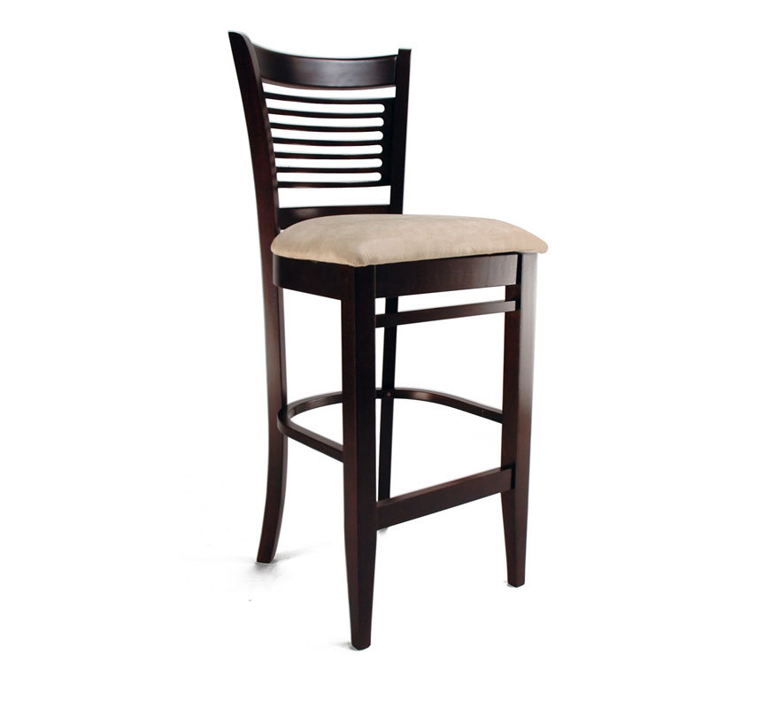 Lot de 2 chaises de bar / cuisine Ellen en ch&ecirc;ne massif - wenge - assise claire image 1