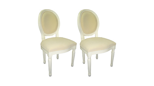 Lot de 2 chaises de cuisine / salle &agrave; manger MEDAILLON - coloris blanc image 1
