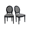Lot de 2 chaises de cuisine / salle &agrave; manger MEDAILLON ray&eacute;e noir et blanc image pub1