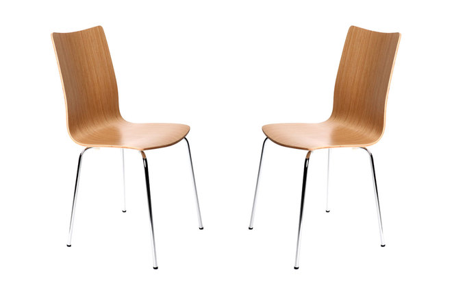 Lot de 2 chaises design cuisine bois coloris naturel ELLA