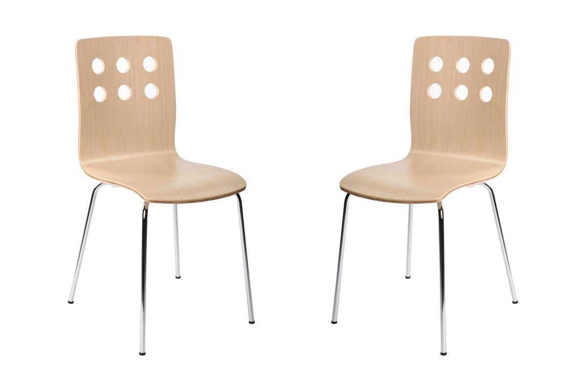 Lot de 2 chaises design cuisine bois coloris naturel TARA