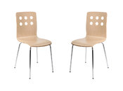 Lot de 2 chaises design cuisine bois coloris naturel TARA
