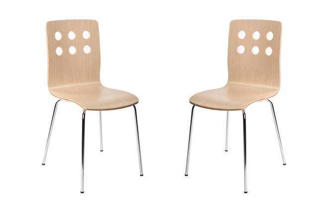 Lot de 2 chaises design cuisine bois coloris naturel TARA
