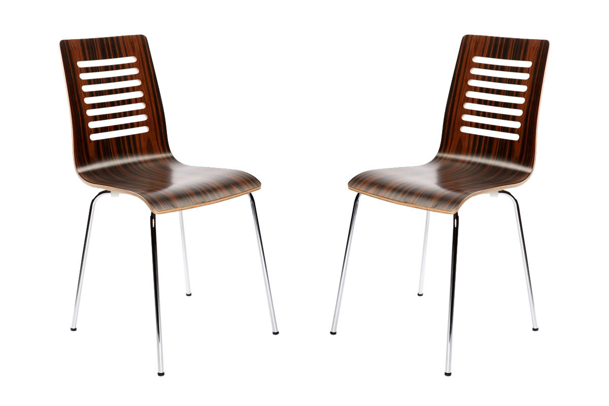 Lot de 2 chaises design cuisine chocolat et noir ZENIA