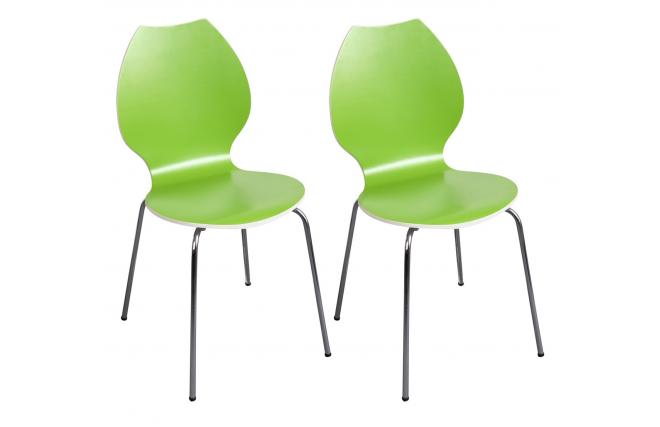 Lot de 2 chaises design cuisine vertes et blanches AVA
