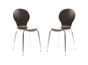 Lot de 2 chaises design empilables bois marron fonc&eacute; NEW ABIGAIL