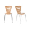 Lot de 2 chaises design empilables bois naturel fonc&eacute; LENA