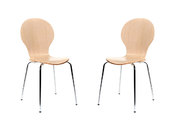 Lot de 2 chaises design empilables bois naturel NEW ABIGAIL