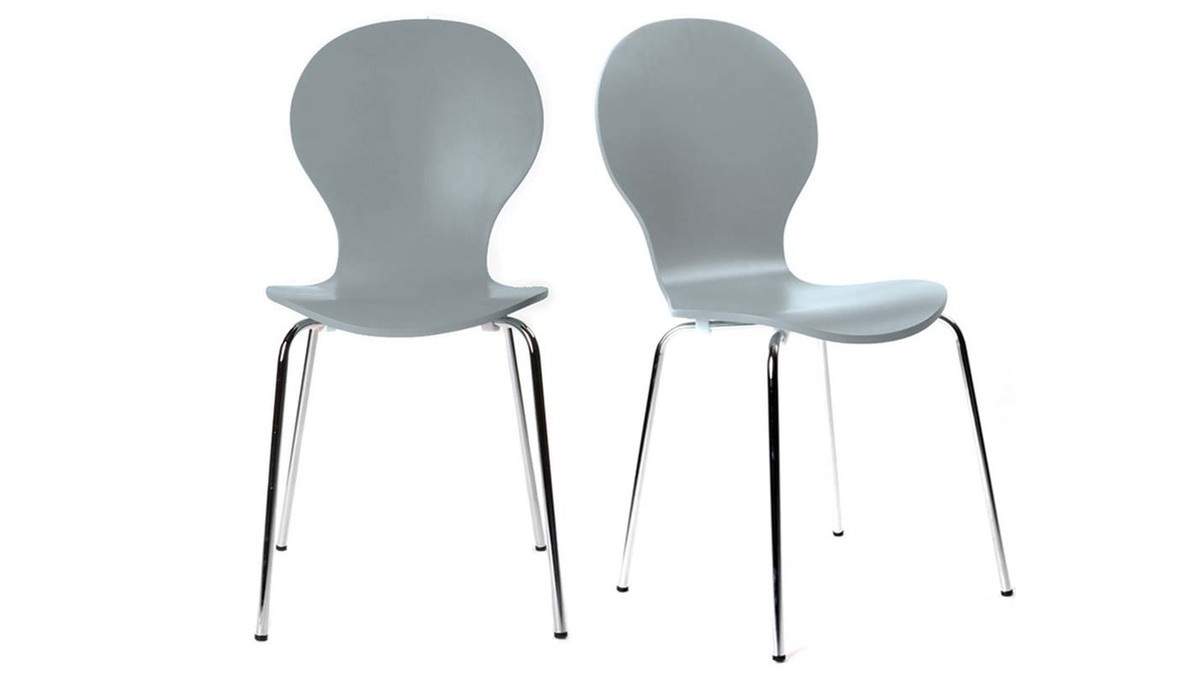 Lot de 2 chaises design empilables grises NEW ABIGAIL