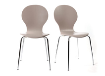 Lot de 2 chaises design empilables taupes NEW ABIGAIL