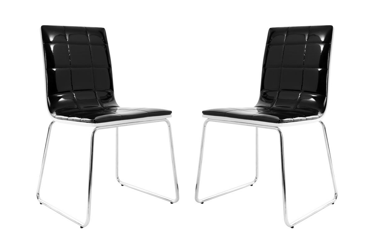 Lot de 2 chaises design noires et blanches JADA