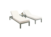 Lot de 2 chaises longues + table r&eacute;sine tress&eacute;e gris MARQUISES