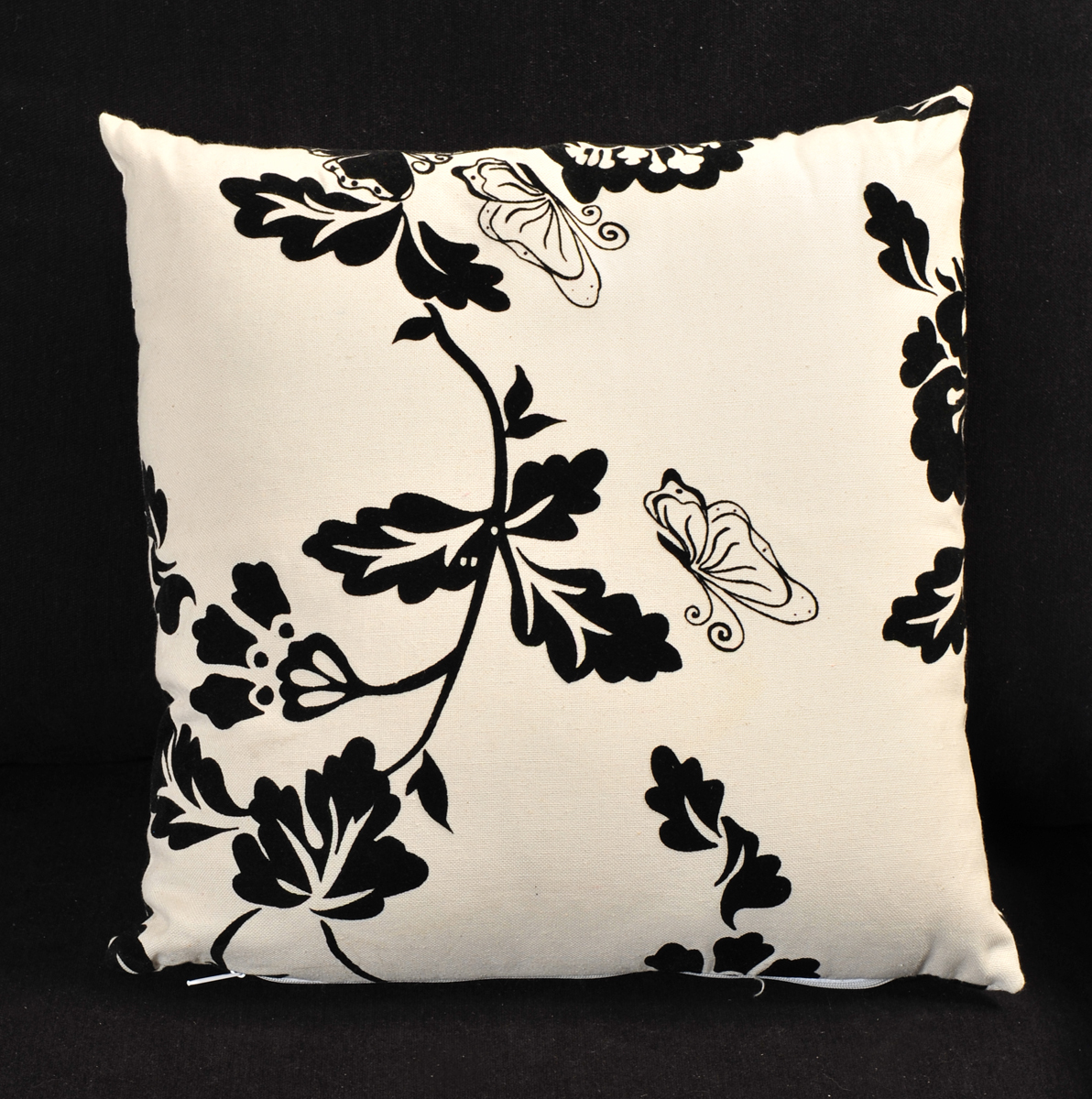 Lot de 2 coussins avec fleurs blanc et noir FRESH