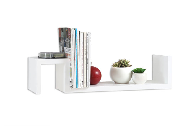 Lot de 2 &eacute;tag&egrave;res design blanches NEW TWIST