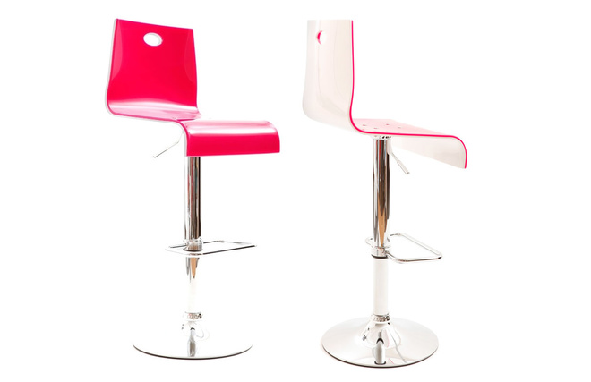 Lot de 2 tabourets bicolores roses et blancs SATURNE carr&eacute; 