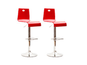 Lot de 2 tabourets bicolores rouges et blancs SATURNE carr&eacute; 