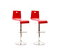 Lot de 2 tabourets bicolores rouges et blancs SATURNE carr&eacute; 