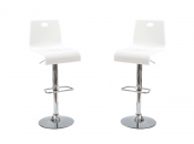 Lot de 2 tabourets blancs SATURNE carr&eacute; 