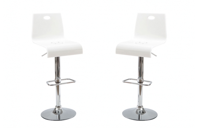 Lot de 2 tabourets blancs SATURNE carr&eacute; 