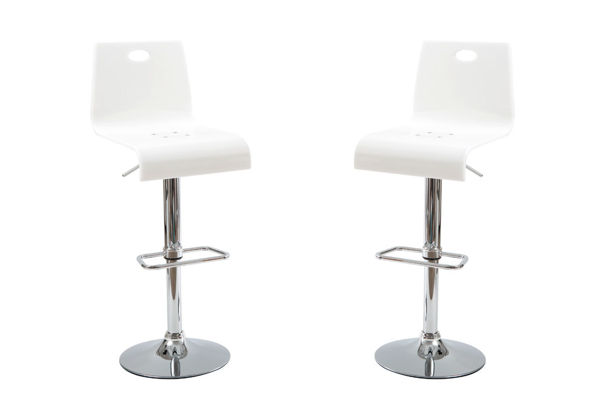 Tabouret blanc en plexiglas SATURNE (lot de 2)