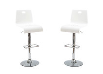 Lot de 2 tabourets blancs SATURNE carr&eacute; 
