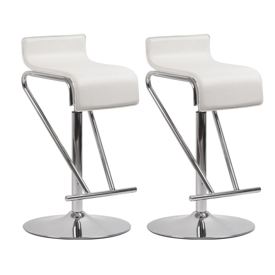 Lot de 2 tabourets de bar / cuisine ajustables GLITTER blanc
