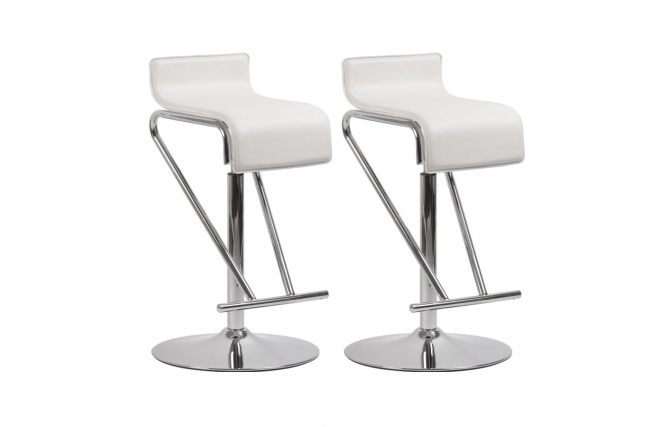 Lot de 2 tabourets de bar / cuisine ajustables GLITTER blanc