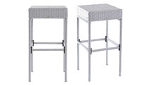 Lot de 2 tabourets de bar de jardin r&eacute;sine tress&eacute;e gris ACAPULCO