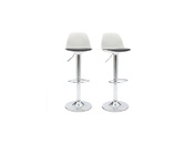 Lot de 2 tabourets de bar design blancs et noirs STEEVY