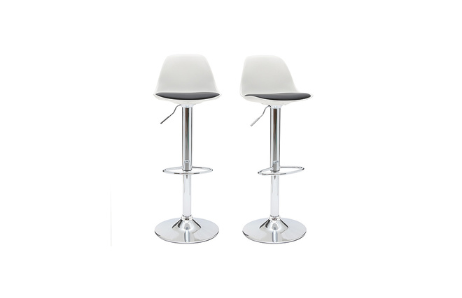 Lot de 2 tabourets de bar design blancs et noirs STEEVY