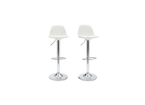 Lot de 2 tabourets de bar design blancs STEEVY