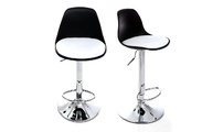 Lot de 2 tabourets de bar design noirs et blancs STEEVY