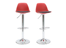 Lot de 2 tabourets de bar design rouges et noirs STEEVY