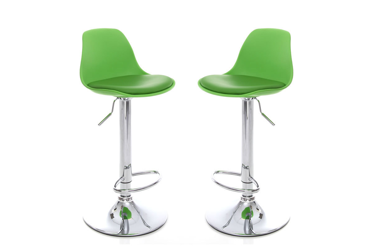 Lot de 2 tabourets de bar design verts STEEVY