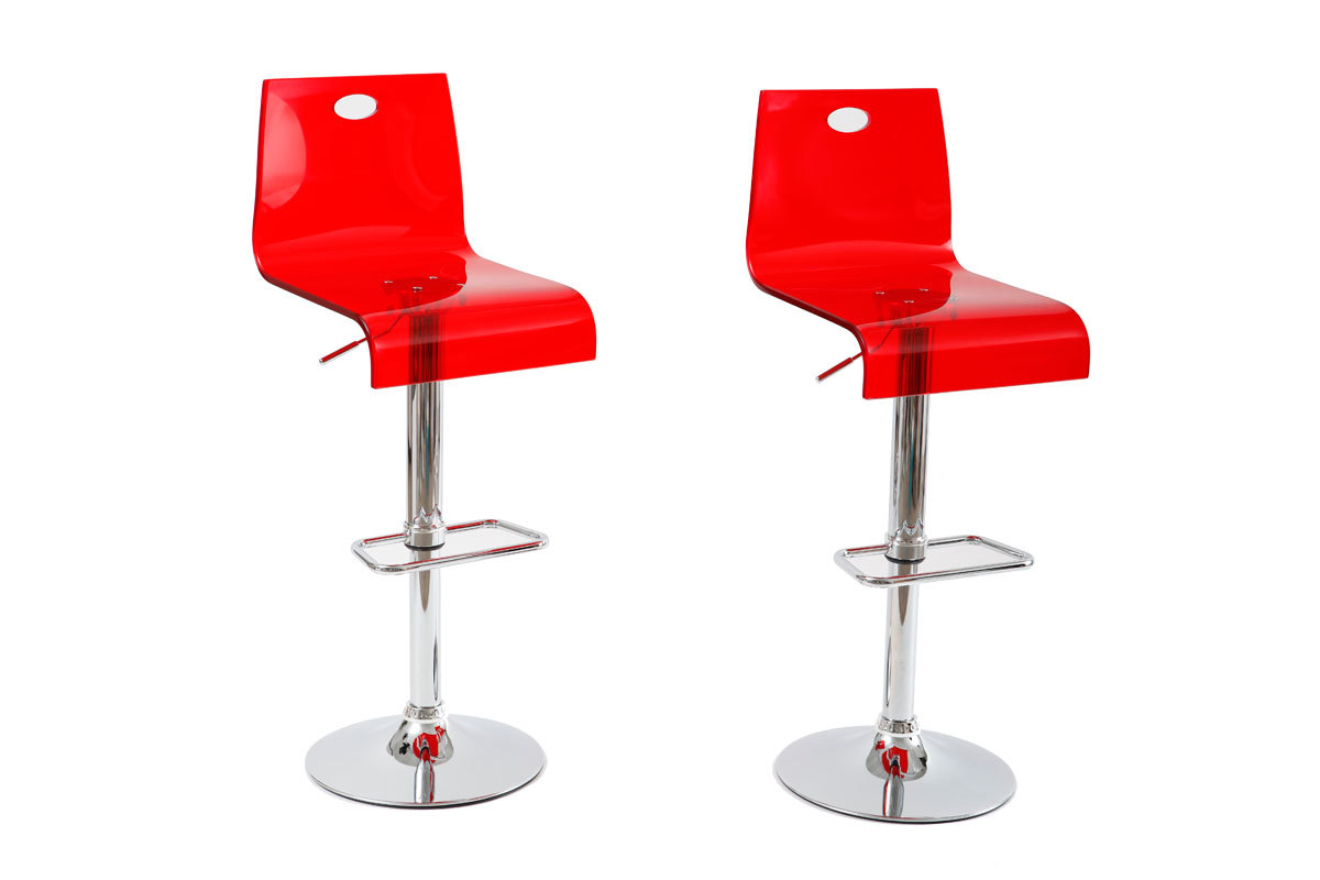 Tabouret transparent rouge SATURNE (lot de 2)