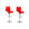 Lot de 2 tabourets rouges transparents SATURNE carr&eacute; 