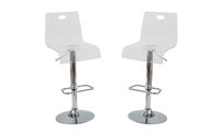 Lot de 2 tabourets transparents SATURNE carr&eacute; 