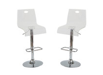Lot de 2 tabourets transparents SATURNE carr&eacute; 