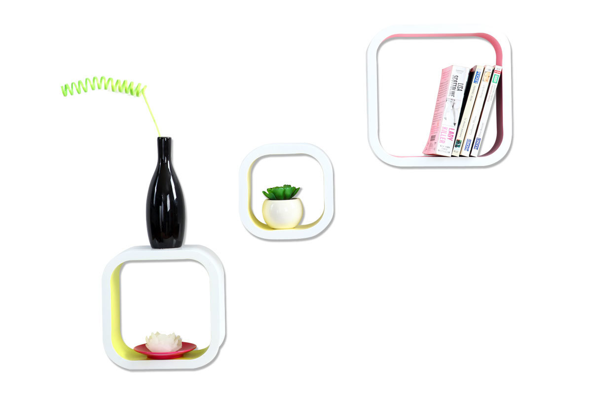 Lot de 3 &eacute;tag&egrave;res design bicolore NEW POP