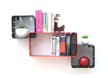 Lot de 3 &eacute;tag&egrave;res design rouges et noires modulables KLIK S