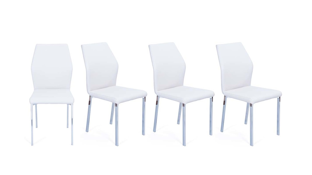 Lot de 4 chaises design blanches PU ODA
